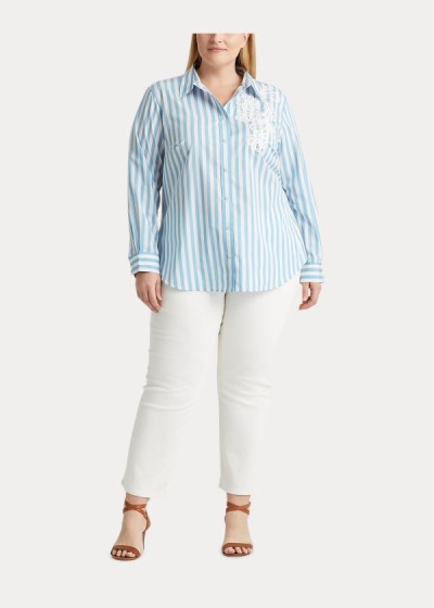 Camisa Ralph Lauren Mujer Azules / Blancos - Striped Cotton - MKGXW7231